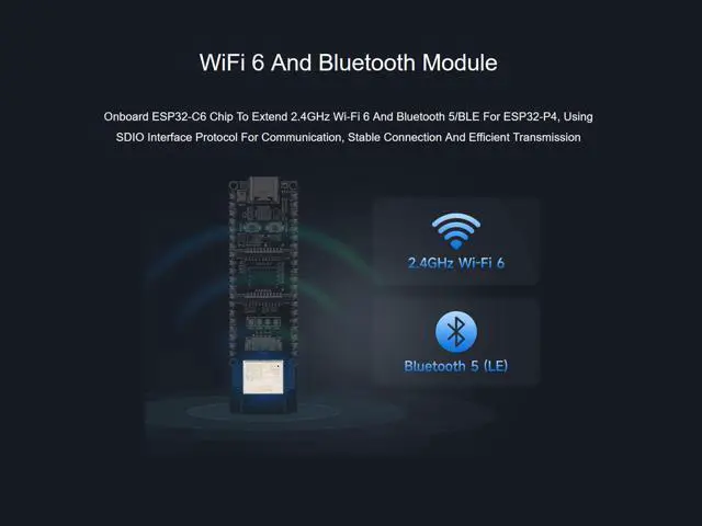 Alt view image 4 of 5 - ESP32-P4-WIFI6 Development Board Adopts ESP32-P4 Module, Onboard ESP32-C6 and 32MB Nor Flash, Support Wi-Fi 6 and Bluetooth 5 / BLE, with MIPI-CSI, MIPI-DSI, USB 2.0 OTG, Microphone, etc.