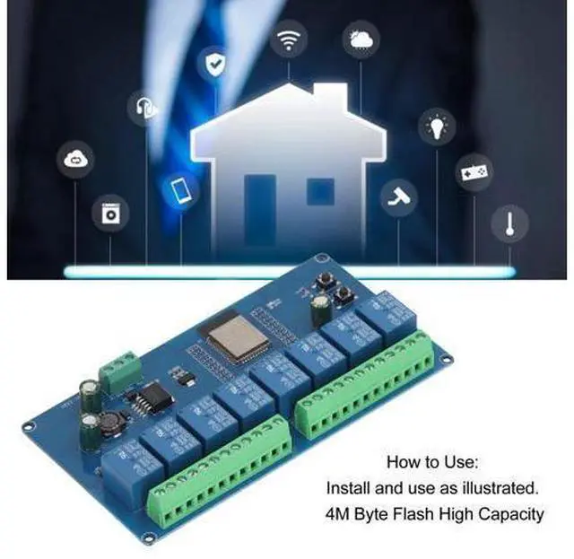 Alt view image 3 of 5 - LOCADENCE 8 Channel Relay Module, DC 5~30V 8 Circuit Relay Shield Module with Large Capacity 4M Byte Flash for ESP32 Secondary Development Learning