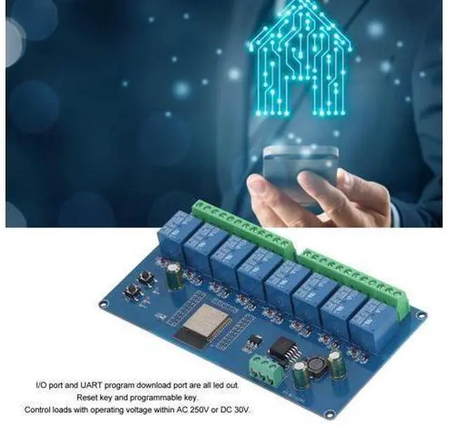 Alt view image 2 of 5 - LOCADENCE 8 Channel Relay Module, DC 5~30V 8 Circuit Relay Shield Module with Large Capacity 4M Byte Flash for ESP32 Secondary Development Learning