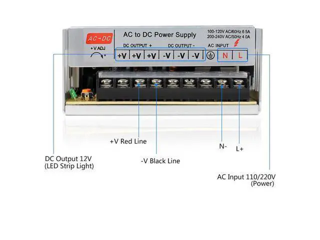 Alt view image 4 of 5 - SUPERNIGHT 12V 30A Switching Power Supply, 110-240 Volt AC to DC 360W Universal Regulated Switching Transformer Adapter Driver for 3D Printer, CCTV, Radio, LED Strip Lights,Computer Project