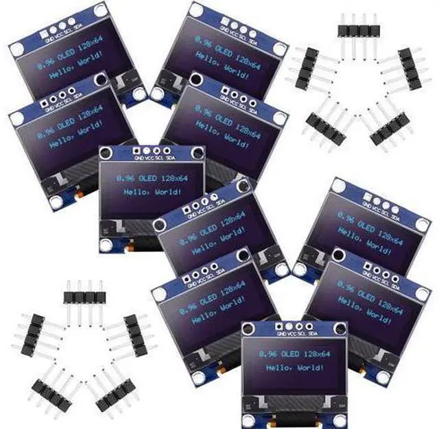 Main image of Frienda 10 Pieces I2C OLED Display Module OLED Screen Driver IIC I2C Tabellone Seriale con Display Auto-Luminoso Compatible with Arduino/Raspberry PI(Blue)