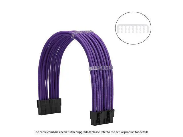 Alt view image 2 of 5 - Formulamod Sleeve Extension Power Supply Cable Kit 18AWG ATX 24P+ EPS 8-P+PCI-E8-P with Combs for PSU to Motherboard/GPU (Purple)