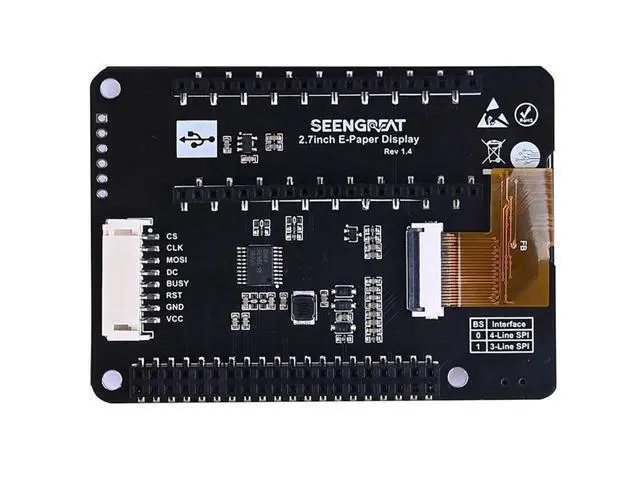 Alt view image 3 of 5 - 2.7inch E-Ink Display HAT for Raspberry Pi/Raspberry Pi Pico/Jetson Nano/Arduino/STM32 264X176 2.7-Inch E-Paper HAT Two Color Black White SPI Interface
