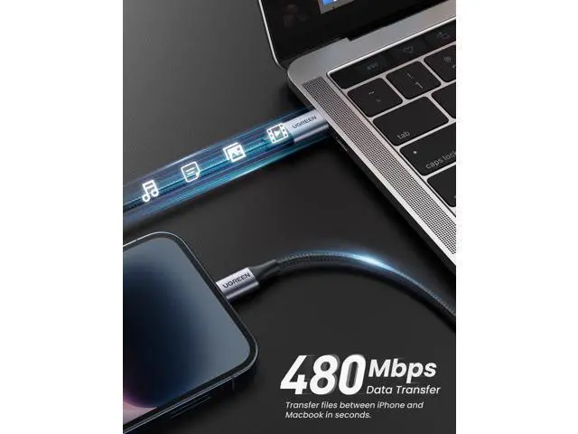 Alt view image 4 of 5 - UGREEN USB C to Lightning Cable 6FT - MFi Certification Lightning Cable Compatible with iPhone 14/14 Pro/14 Pro Max, iPhone 13/12/11/X/XR/XS/8 Series, iPad 9, AirPods Pro, and More