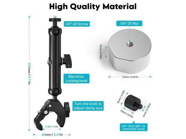 Alt view image 2 of 5 - Starlink Mini RV Mount, Aluminum Starlink Mini Clamp Mount with Pipe Adapter, 1/4"-20 & 3/8"-16 Thread & Adjustable Bracket Fits 2025 Starlink Mini X, for RV, Boat, Camper, Roof Rack, Balcony (Gray)