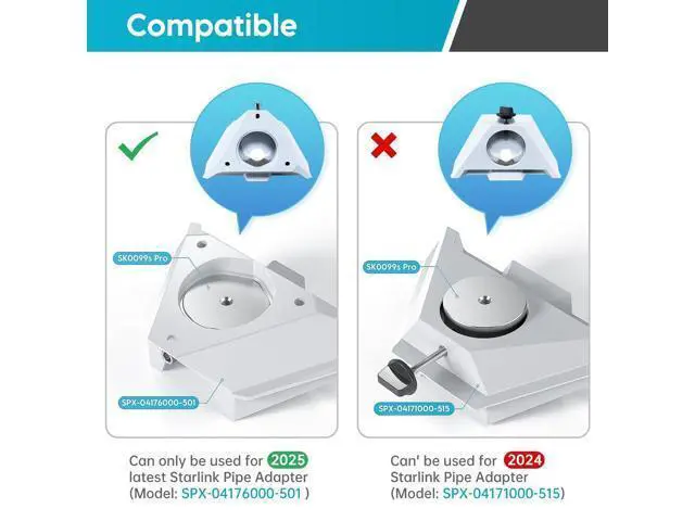 Alt view image 3 of 5 - Starlink Mini RV Mount, Aluminum Starlink Mini Clamp Mount with Pipe Adapter, 1/4"-20 & 3/8"-16 Thread & Adjustable Bracket Fits 2025 Starlink Mini X, for RV, Boat, Camper, Roof Rack, Balcony (Gray)