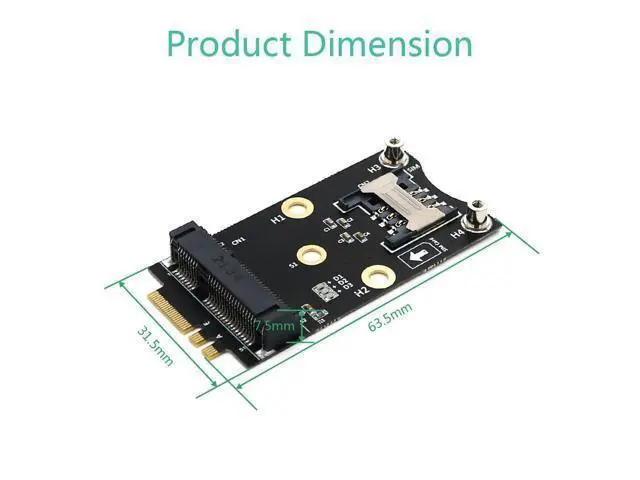 Alt view image 2 of 5 - Mini PCI-E to M.2(NGFF) Key A/E Adapter with SIM Card Slot
