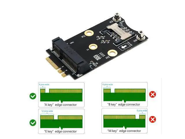 Alt view image 5 of 5 - Mini PCI-E to M.2(NGFF) Key A/E Adapter with SIM Card Slot