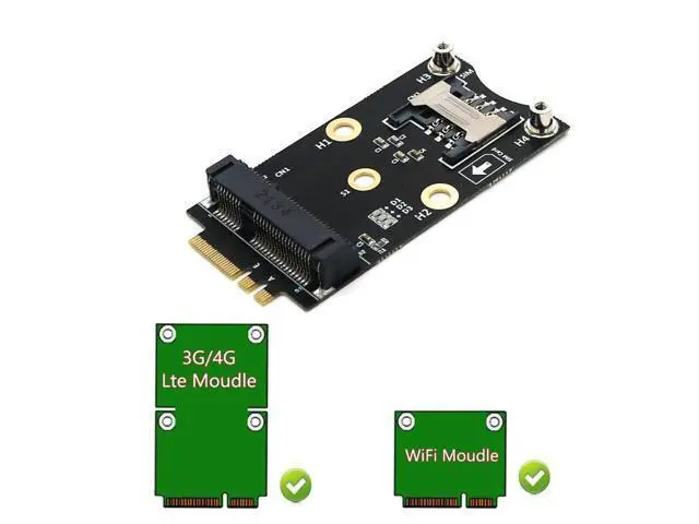 Alt view image 4 of 5 - Mini PCI-E to M.2(NGFF) Key A/E Adapter with SIM Card Slot