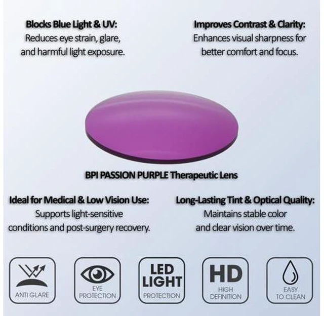 Alt view image 4 of 5 - Medspex M Readers 105 Color Therapy Reading Glasses +2.00 Black/Passion Purple Unisex Fluorescent Light Sensitivity Chromotherapy Chakra Healing
