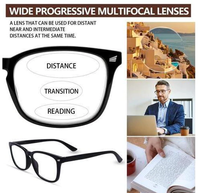 Alt view image 3 of 5 - Sumkyle 3 Pack Progressive Multifocus Reading Glasses Blue Light Blocking Men Women Spring Hinges Square Computer Readers (3 Mix Color, 2.75)