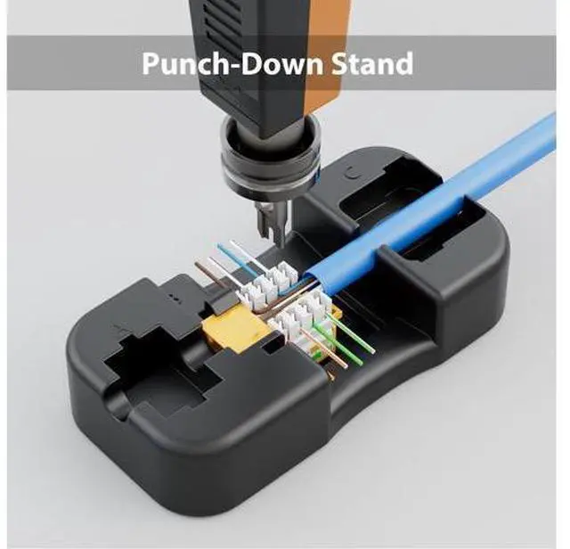 Alt view image 2 of 5 - iwillink 10Gbps Cat6 Keystone Jack, RJ45 Keystone Jack 25-Pack and Keystone Punch-Down Stand, UTP Modular Ethernet Jack Insert 90-Degree, Punch Down Keystone Adapter, Yellow
