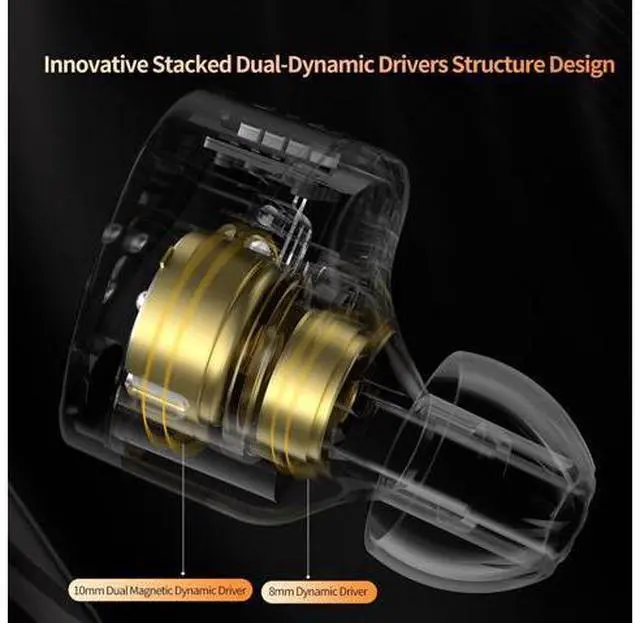 Alt view image 2 of 3 - KZ Castor Wired Earbuds IEM in Ear Earphones, 2DD Tuning Adjustable Dual-Driver Supper Bass Wired Headphones, Harman Target with Improved Bass Version Monitor Headphones