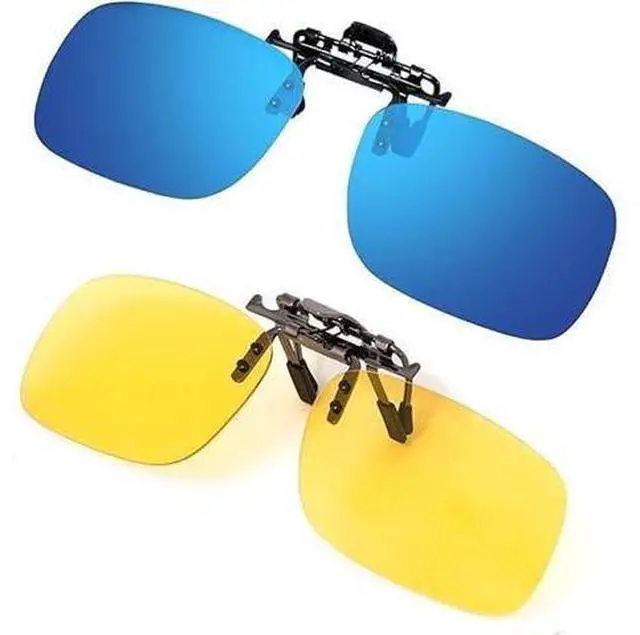 Alt view image 2 of 5 - BLUE CUT Clip on Polarized Night vision Glasses Flip up Sunglasses UV-400 to Wear Over prescription Glasses for night driving
