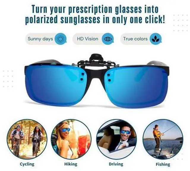 Alt view image 3 of 5 - BLUE CUT Clip on Polarized Night vision Glasses Flip up Sunglasses UV-400 to Wear Over prescription Glasses for night driving