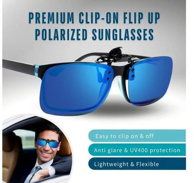 Alt view image 4 of 5 - BLUE CUT Clip on Polarized Night vision Glasses Flip up Sunglasses UV-400 to Wear Over prescription Glasses for night driving