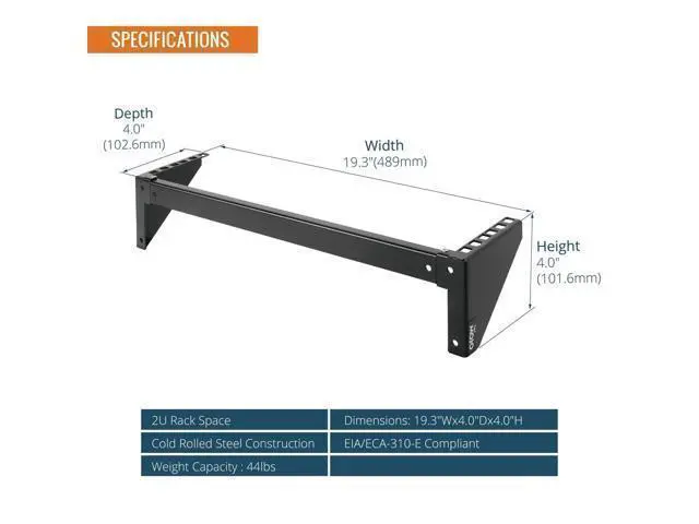 Alt view image 2 of 5 - Tecmojo 2U Vertical Wall Mount Rack,Foldable Vertical Rack and Wall Mountable Patch Panel Bracket,Server Rack for 19" Rack Mount Network,Server and Data Equipment