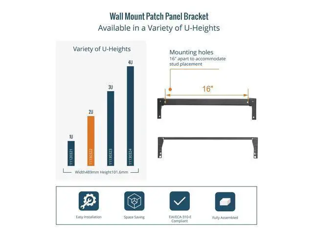 Alt view image 5 of 5 - Tecmojo 2U Vertical Wall Mount Rack,Foldable Vertical Rack and Wall Mountable Patch Panel Bracket,Server Rack for 19" Rack Mount Network,Server and Data Equipment