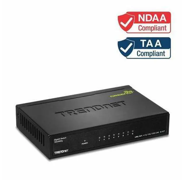 Alt view image 2 of 5 - TRENDnet 8-Port Gigabit GREENnet Switch, Ethernet Network Switch, TEG-S82G, 8 x 10-100-1000 Mbps Gigabit Ethernet Ports, Ethernet Splitter, 16 Gbps, Metal, Lifetime Protection, Black