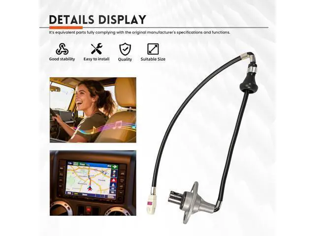 Alt view image 3 of 5 - 56040921AG Radio Antenna Base Bracket with Cable Compatible with Jeep Wrangler 2007-2023, Replace 56040921AF 56040921AC 56040921AE