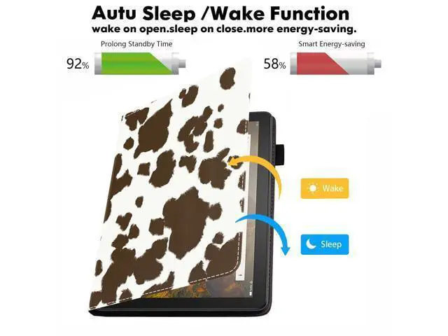 Alt view image 3 of 5 - POIUYTREW Case for Amazon Kindle Fire HD 10 Tablet 10.1" (9th/7th Gen, 2019/2017 Release) - PU Leather Folio Case with Smart Auto Wake/Sleep, Cow Print