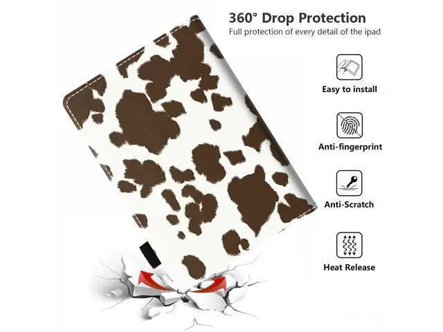 Alt view image 5 of 5 - POIUYTREW Case for Amazon Kindle Fire HD 10 Tablet 10.1" (9th/7th Gen, 2019/2017 Release) - PU Leather Folio Case with Smart Auto Wake/Sleep, Cow Print
