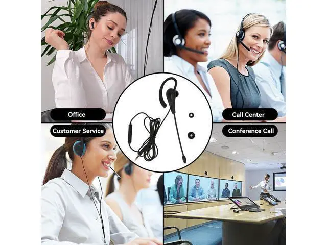 Alt view image 4 of 5 - Cyrank Single Side Earphone Earbud, One Ear Ear Hook Headphone Sport Earphone with Hook Mono Headphone with Mic 3.5mm Wired Headset for Office for Safe Driving Biking Running Gaming and Working
