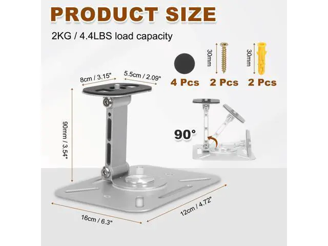 Alt view image 2 of 5 - MECCANIXITY 3-in-1 Table/Wall/Ceiling Projector Stand, Foldable Projector Mount Holder Up to 4.4lbs Adjustable Length 90mm / 3.54" 1/4" Screw Size for Indoor Home Office, Silver