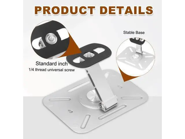 Alt view image 3 of 5 - MECCANIXITY 3-in-1 Table/Wall/Ceiling Projector Stand, Foldable Projector Mount Holder Up to 4.4lbs Adjustable Length 90mm / 3.54" 1/4" Screw Size for Indoor Home Office, Silver