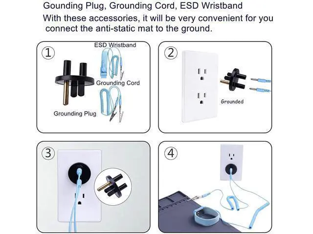 Alt view image 4 of 5 - Anti-Static Mat ESD Safe for Electronic Includes ESD Wristband and Grounding Wire, HPFIX Silicone Soldering Repair Mat 932°F Heat Resistant for iPhone iPad iMac, Laptop, Computer, 15.9 x 12 Grey
