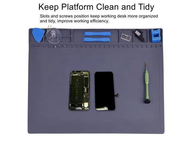 Alt view image 3 of 5 - Anti-Static Mat ESD Safe for Electronic Includes ESD Wristband and Grounding Wire, HPFIX Silicone Soldering Repair Mat 932°F Heat Resistant for iPhone iPad iMac, Laptop, Computer, 15.9 x 12 Grey