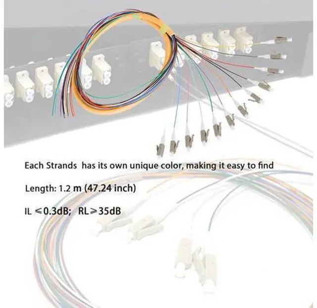 Alt view image 2 of 2 - fyboptwu - 12 Fibers LC OM1 62.5/125 Multimode (MM) Fiber Optic Pigtail 1.2m LC Multimode Cable Pigtail for Engineering Network Fiber Access, 2 Packs