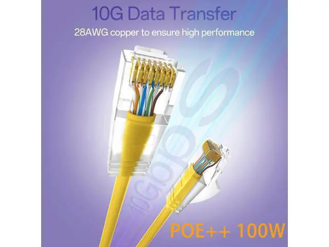 Alt view image 2 of 5 - 10Gsupxsel Cat6a Patch Cables 2ft (24 Pack) Slim, Cat6 Ethernet Patch Cable Pure Copper, Flexible Cat 6 Patch Cable 550MHZ 10G, Space-Saving Cat 6A Network Cables for Patch Panel, Yellow