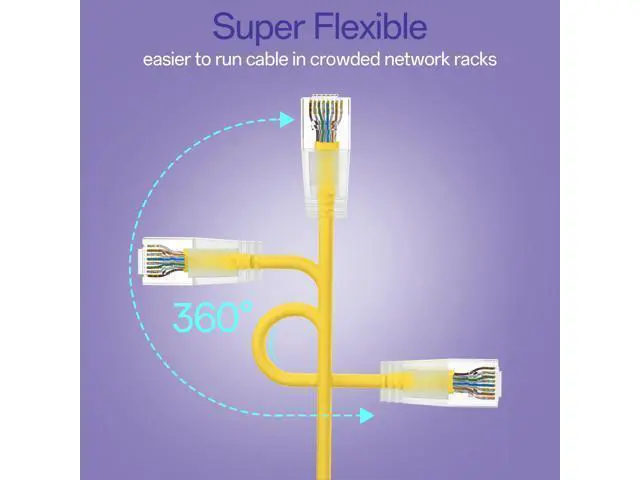 Alt view image 4 of 5 - 10Gsupxsel Cat6a Patch Cables 2ft (24 Pack) Slim, Cat6 Ethernet Patch Cable Pure Copper, Flexible Cat 6 Patch Cable 550MHZ 10G, Space-Saving Cat 6A Network Cables for Patch Panel, Yellow