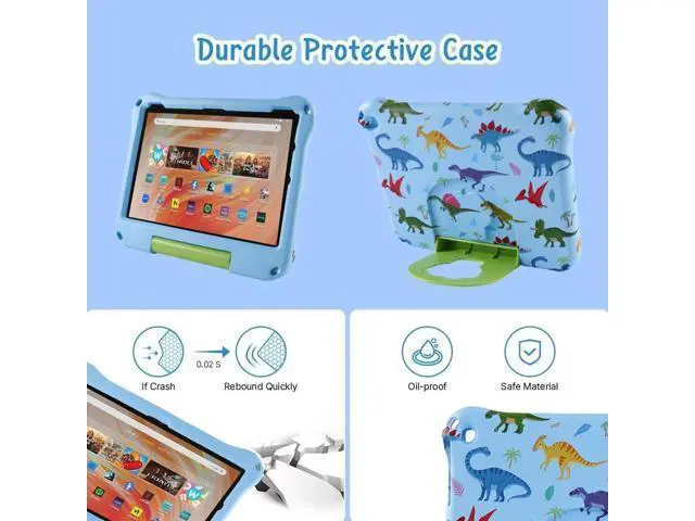 Alt view image 5 of 5 - Topevoeon Dinosaur Kindle Fire HD 8 Tablet Case for Kids Boys Light EVA Kids Friendly Fire HD8 Plus 2024 2022 12th Gen Case with Handle Kickstand Kid-Proof Shockproof Full Cover for Boy's Gift