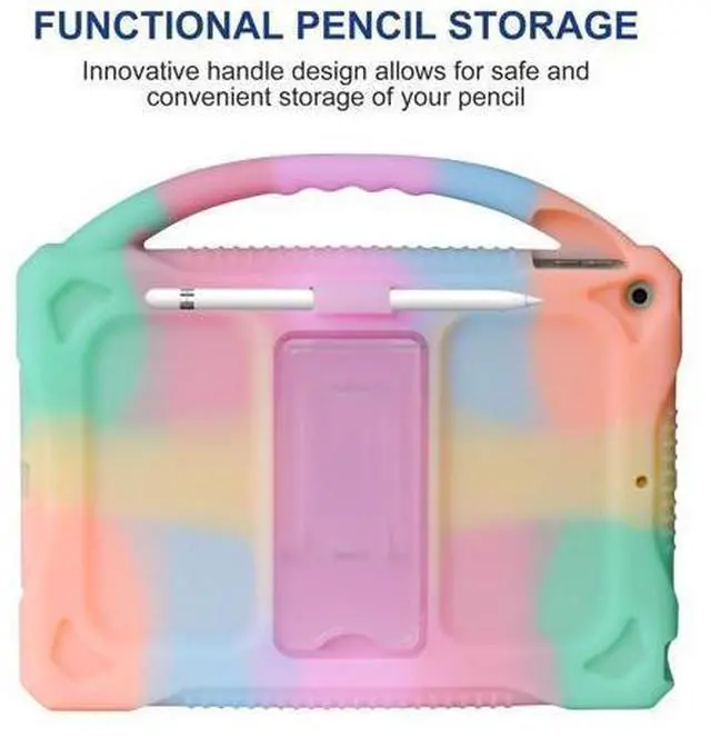 Alt view image 5 of 5 - JOGUIIA Kids Case for iPad 6th/5th Generation,Premium Silicone Cover for iPad 9.7inch 2018/2017 Built-in Stand Handle iPad Air/Air 2(Jelly Orange)
