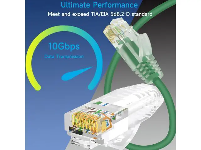 Alt view image 2 of 5 - Lysymixs Cat6a Slim Ethernet Patch Cable 1 ft (24 Pack), Cat6a Patch Cable for Data Centers, Cat 6 Cable 10G, Network Patch Cables for Home and Enterprise Network -Green
