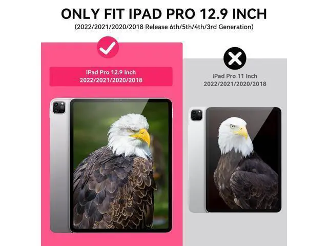 Alt view image 2 of 5 - ZoneFoker for iPad Pro 12.9 Case 6th/5th/4th/3rd Generation 2022/2021/2020/2018, 12.9 Inch iPad Pro Case Cover with Pencil Holder, Hot Pink Glitter