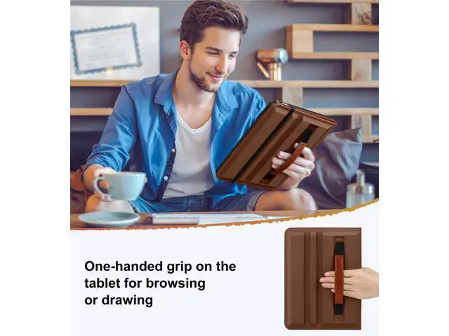 Alt view image 4 of 5 - DTTO for iPad A16 Case, iPad 11th / 10th Generation Case (2025/2022), 360 Degree Rotating Premium Leather Folio Stand Cover with Pencil Holder, Brown