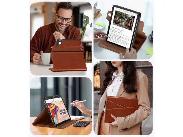 Alt view image 5 of 5 - DTTO for iPad A16 Case, iPad 11th / 10th Generation Case (2025/2022), 360 Degree Rotating Premium Leather Folio Stand Cover with Pencil Holder, Brown