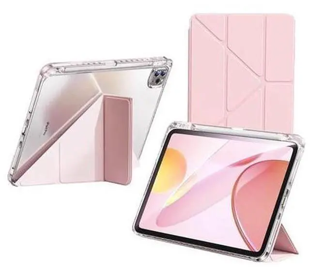 Main image of QoKcoahn Case for iPad Pro 13 inch 2024,Crystal Clear iPad Pro 13 inch 2024 Case with Pencil Holder,Smart Stand Auto Wake/Sleep Protector Pink