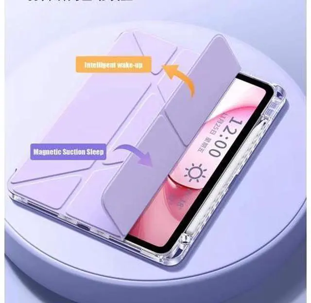 Alt view image 3 of 5 - QoKcoahn Case for iPad Pro 13 inch 2024,Crystal Clear iPad Pro 13 inch 2024 Case with Pencil Holder,Smart Stand Auto Wake/Sleep Protector Pink