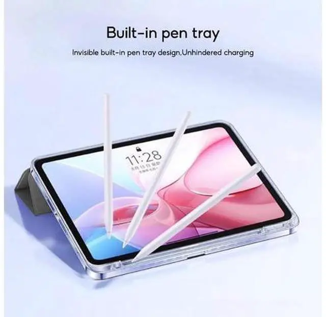 Alt view image 5 of 5 - QoKcoahn Case for iPad Pro 13 inch 2024,Crystal Clear iPad Pro 13 inch 2024 Case with Pencil Holder,Smart Stand Auto Wake/Sleep Protector Pink