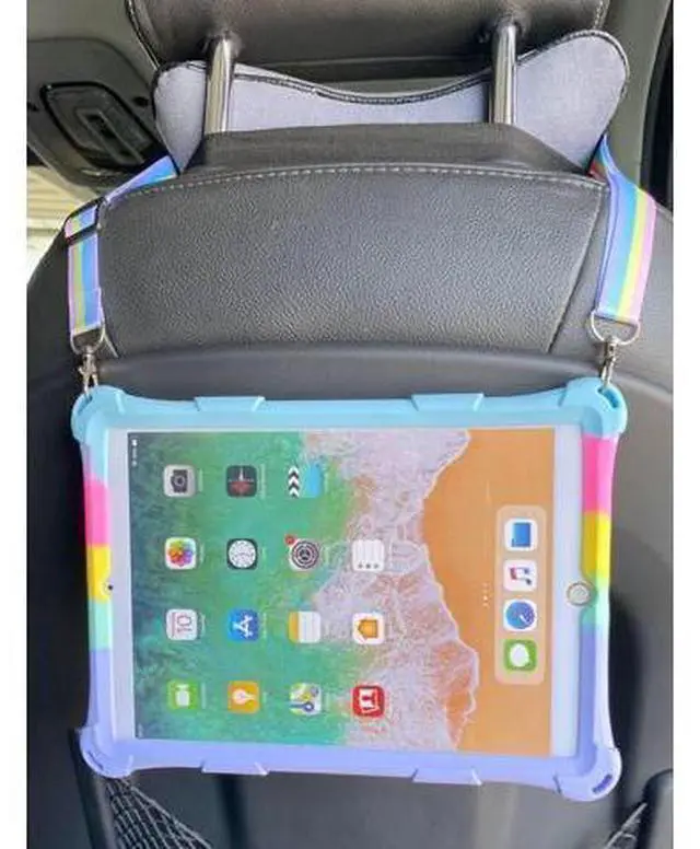 Alt view image 3 of 5 - IPad 9.7 inch Kids Case Girls Boys, UFAINEI iPad 6th Generation Case iPad 5th Generation Case Soft Silicone Popit Case for IPad Pro 9.7 with 360 Rotatable Stand & Shoulder Strap, Colorful Blue