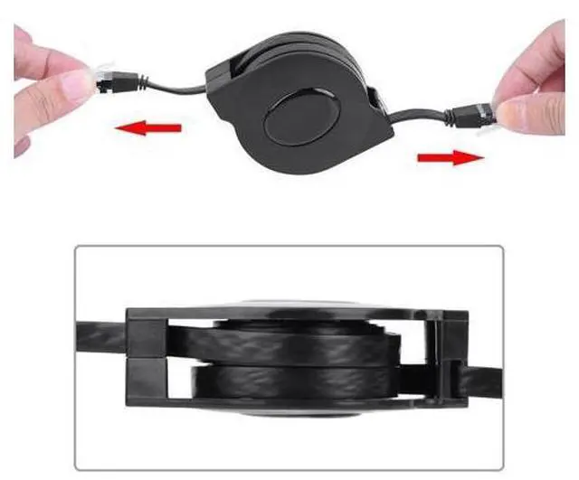 Alt view image 4 of 5 - Zerone CAT 6 Ethernet Cable Ultra Flat, Adjustable Retractable CAT6 RJ45 LAN Network Cable Patch Shielded Flat Ethernet Cord(2M) (3 Pcs)