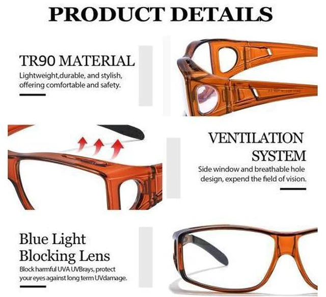 Alt view image 4 of 5 - LVIOE Fit Over Blue Light Blocking Glasses and Computer Eyewear UV Protection