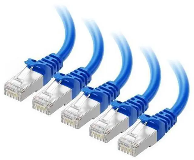 Main image of Cable Matters 10Gbps 5-Pack Snagless Shielded Cat 6A Ethernet Cable - 10ft, Cat 6A Cable, Cat6A Cord, Ethernet Cord, Blue