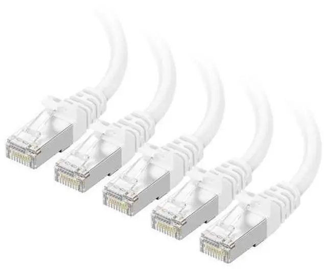 Main image of Cable Matters 10Gbps 5-Pack Snagless Shielded Cat 6A Ethernet Cable - 10ft, Cat 6A Cable, Cat6A Cord, Ethernet Cord, White