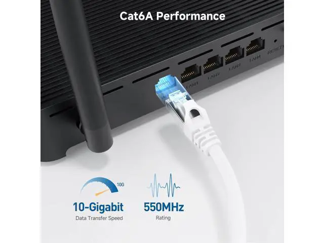Alt view image 3 of 5 - Cable Matters 10Gbps 5-Pack Snagless Shielded Cat 6A Ethernet Cable - 10ft, Cat 6A Cable, Cat6A Cord, Ethernet Cord, White