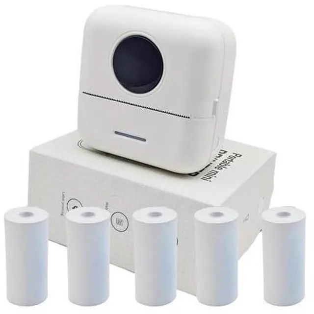Main image of Zplumestarxx Mini Portable Printer Inkless Sticker with 5 Rolls Paper Bluetooth Mini Smart Pocket Portable Receipt Printer Inkless Thermal Printer for iOS&Android White